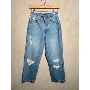 Express Womens Distressed‎ Straight Leg Dad Jean 100% Cotton Size 00